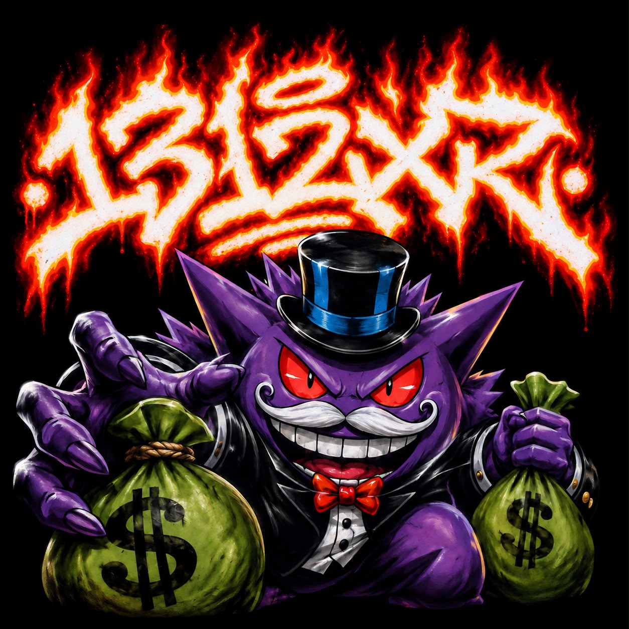 Diseño del fantasma con sombrero y sacos de dinero