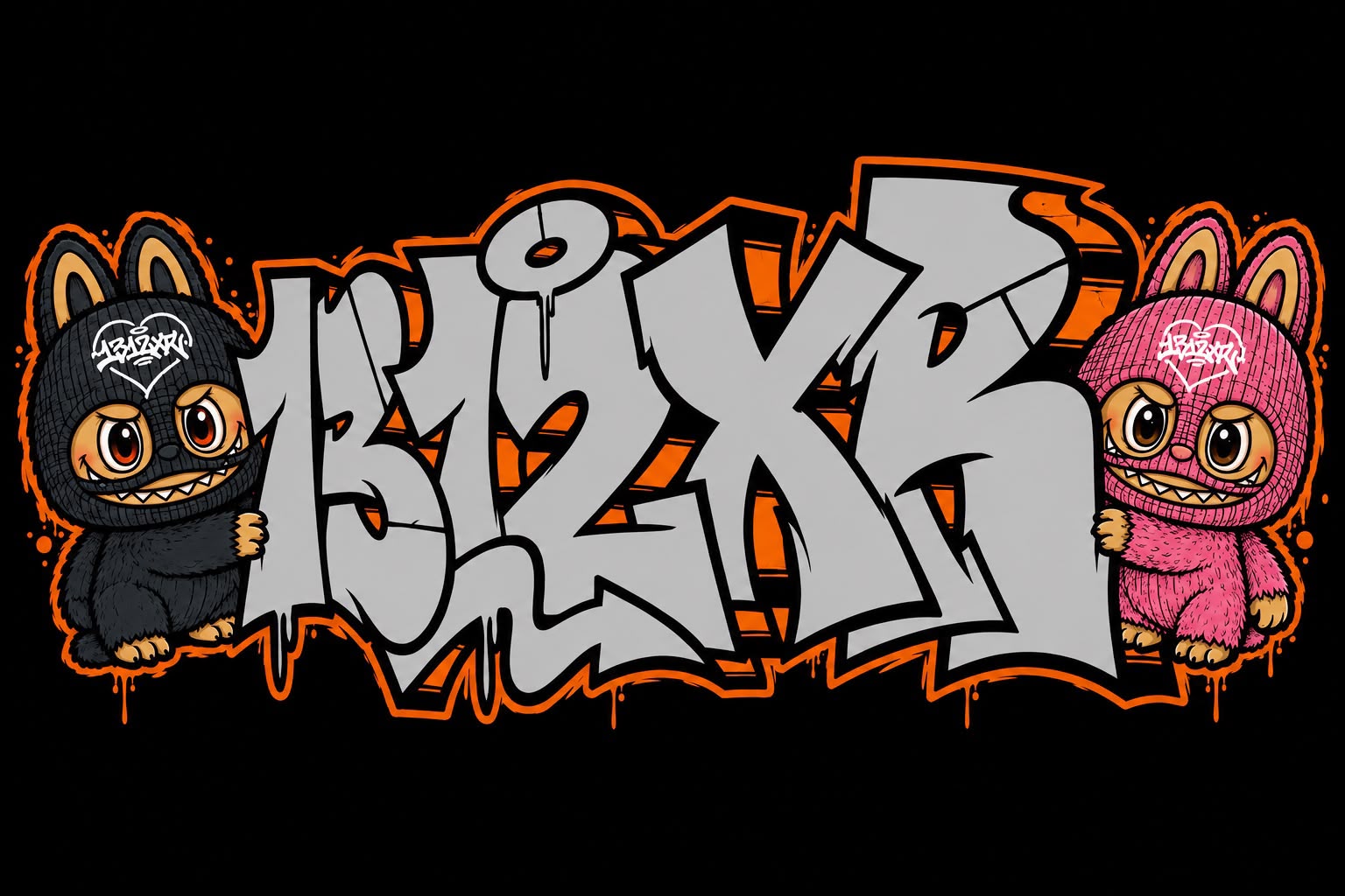 Logo de 1312XR en grafiti con dos muñecos